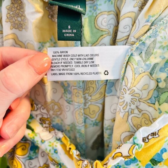 Wild Fable High-Waisted Flutter Shorts Womens Size Small Green Floral Yellow - Picture 9 of 11